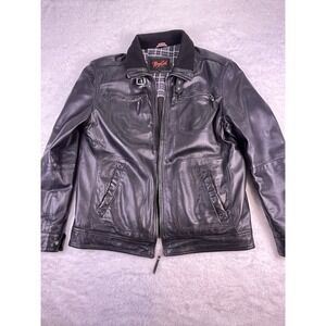 Vintage Men's‎ Premium Leather Jacket 2XL Quilted Liner Biker Belted-Collar